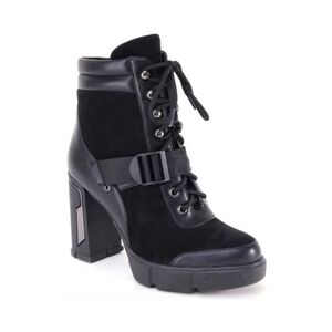 Black Faux Leather & Faux Suede Platform Bootie NEW CONDITION